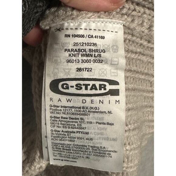 G-Star RAW Womens Small Parasol Shrug Knit Sweater Poncho Cardigan Wool‎ neutral - Picture 6 of 12